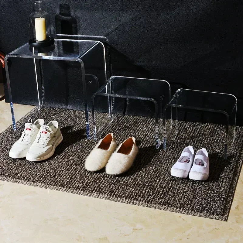 New Acrylic Glass Stool Change Shoes Footstool Family Sofa Stool Living Room Sofa Coffee Table Small Side Table Bench Table - HOMELIVING