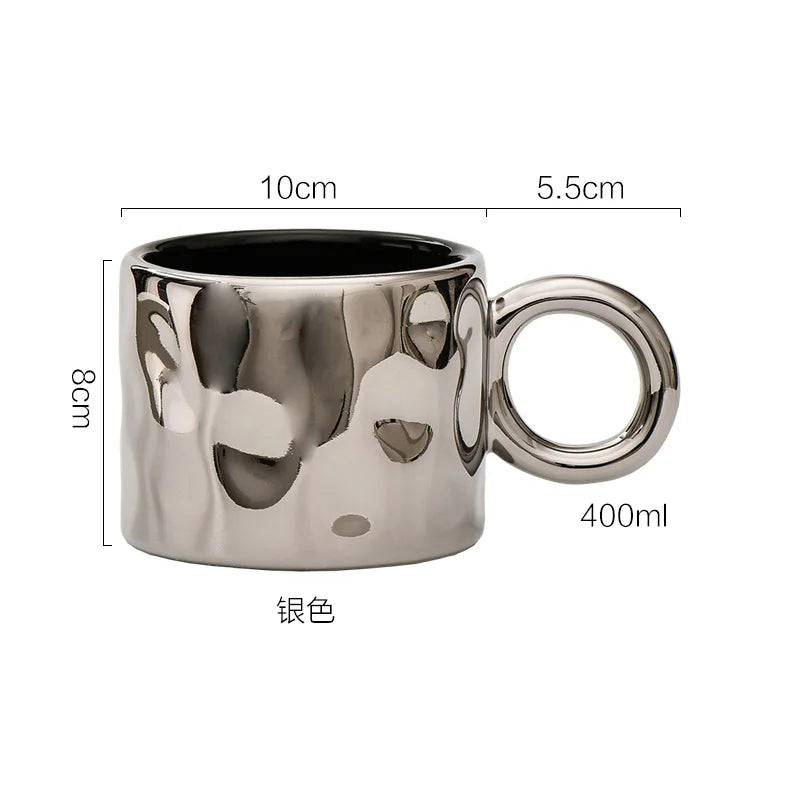 Personalized Mug Silver Ceramic Mug Coffee Cup For Drinking Tea In The Afternoon Nordic Style Teacher Gift - HOMELIVING