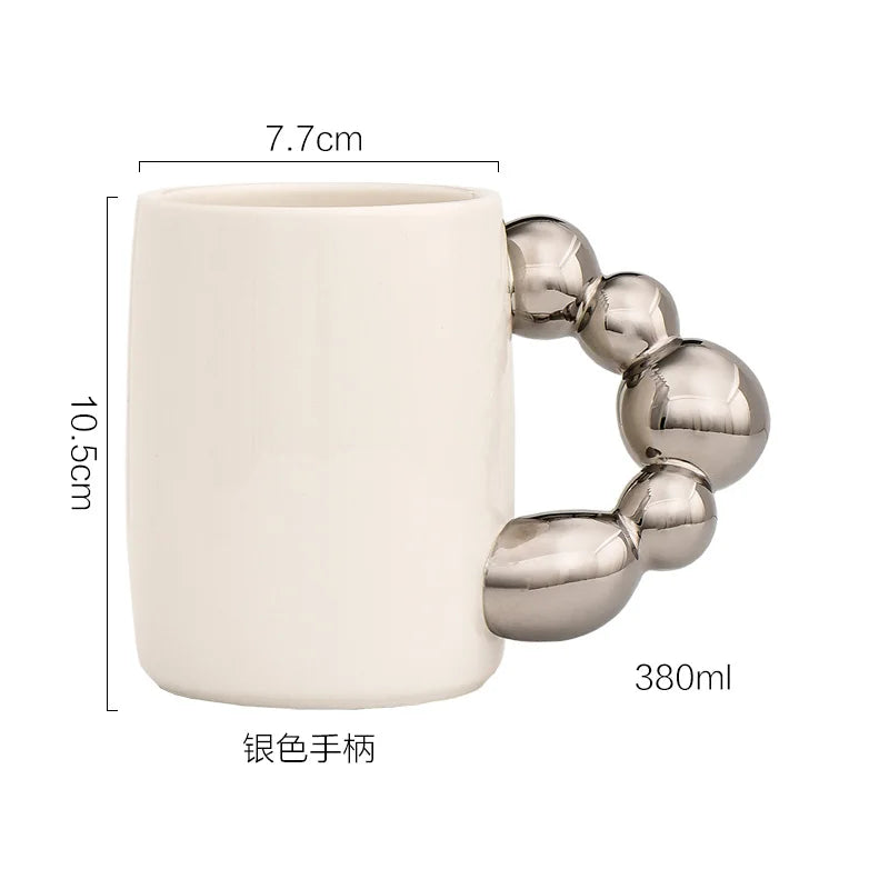 Personalized Mug Silver Ceramic Mug Coffee Cup For Drinking Tea In The Afternoon Nordic Style Teacher Gift - HOMELIVING