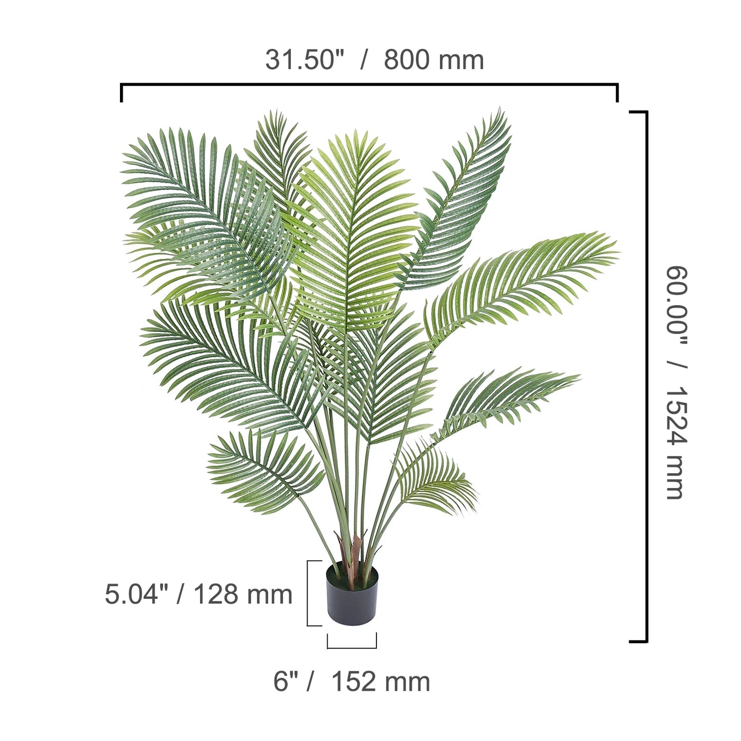 VEVOR Artificial Palm Tree 4/5/6 FT Tall Faux Plant Secure PE Material & Anti-Tip Tilt Protection Low-Maintenance Plant for Home - HOMELIVING