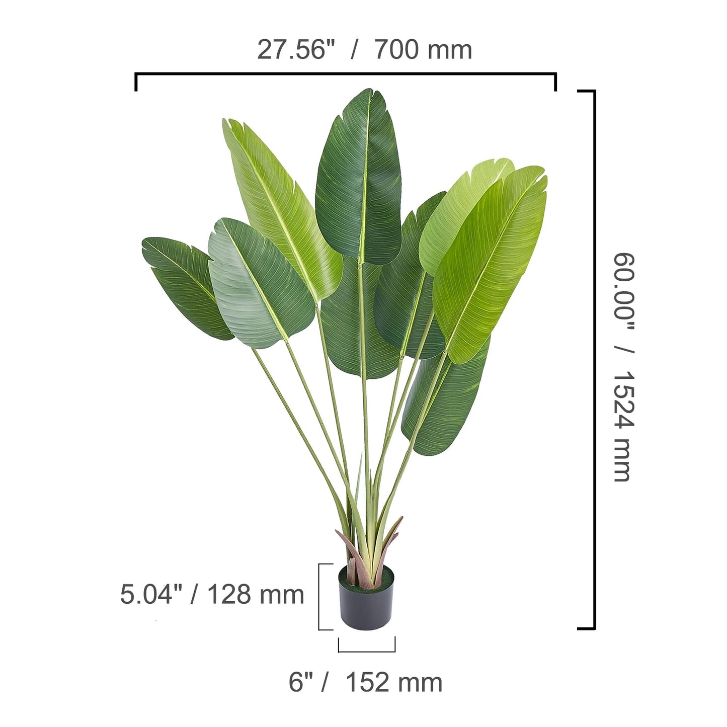 VEVOR Artificial Palm Tree 4/5/6 FT Tall Faux Plant Secure PE Material & Anti-Tip Tilt Protection Low-Maintenance Plant for Home - HOMELIVING