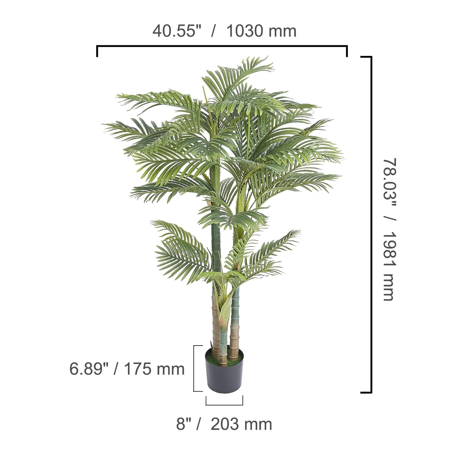 VEVOR Artificial Palm Tree 4/5/6 FT Tall Faux Plant Secure PE Material & Anti-Tip Tilt Protection Low-Maintenance Plant for Home - HOMELIVING