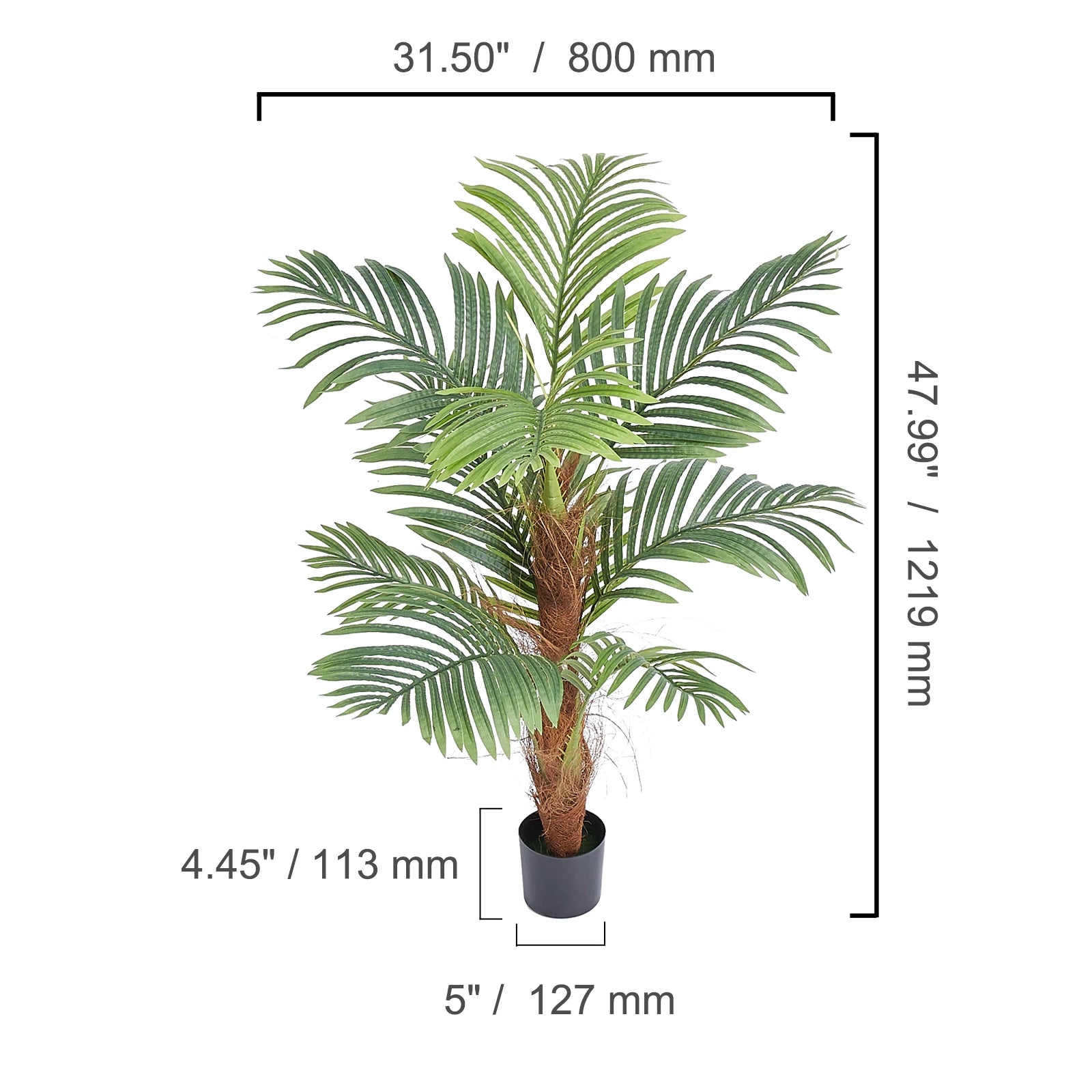 VEVOR Artificial Palm Tree 4/5/6 FT Tall Faux Plant Secure PE Material & Anti-Tip Tilt Protection Low-Maintenance Plant for Home - HOMELIVING