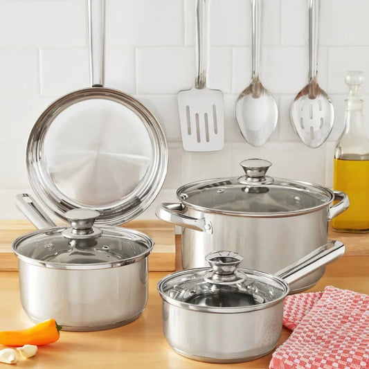 Stainless Steel 10-Piece Cookware Set Free Shipping Pots for Kitchen Tools Cooking Tool Set Accessories Pot Sets Utensils Dinner - HOMELIVING