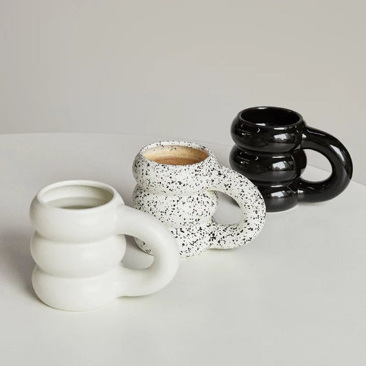 Creative Water Cup Ceramic Mug Nordic Coffee Cups with Big Handrip Colored Ceramics Big Juice Mugs - HOMELIVING