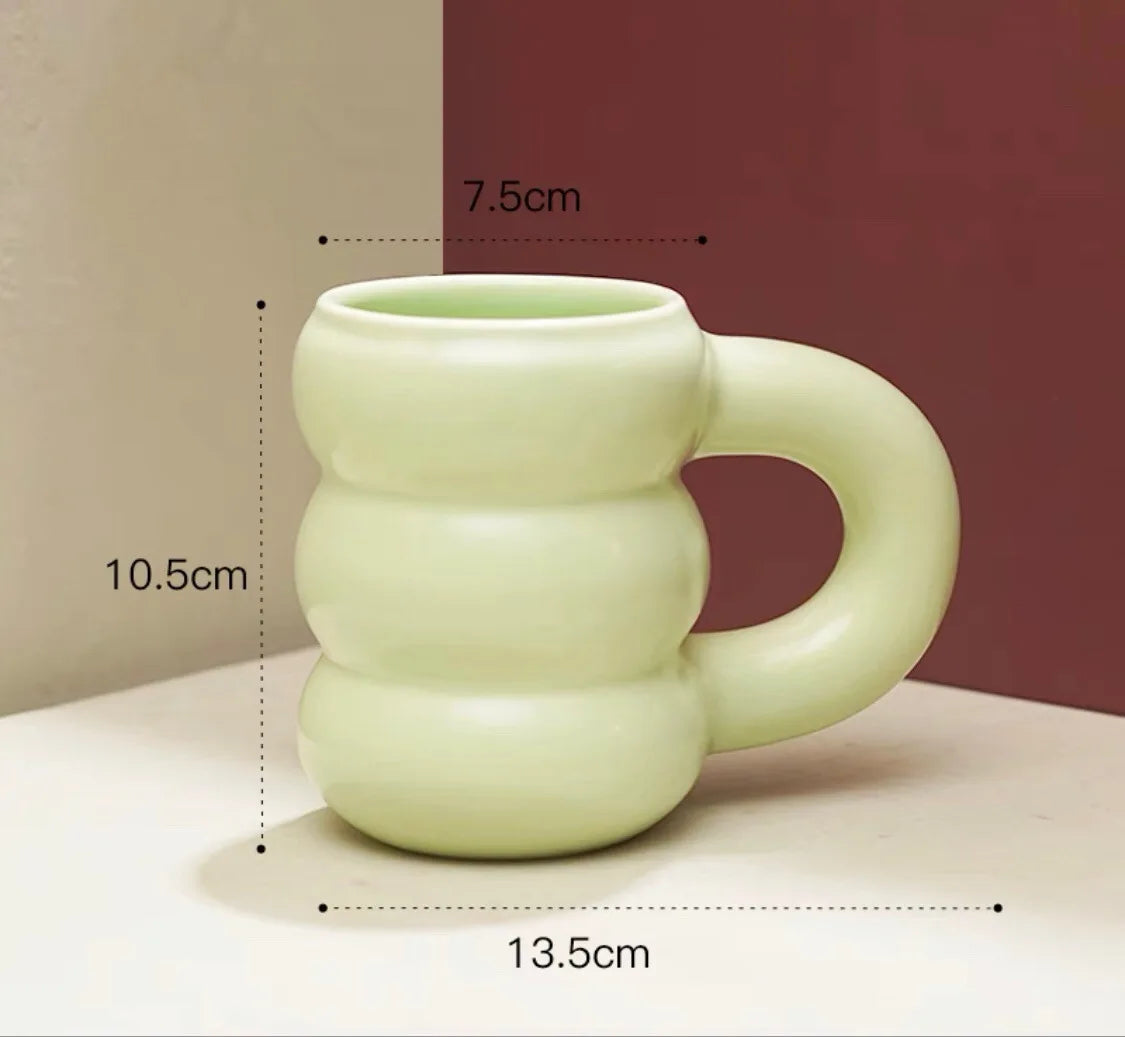 Creative Water Cup Ceramic Mug Nordic Coffee Cups with Big Handrip Colored Ceramics Big Juice Mugs - HOMELIVING