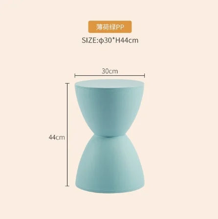 Nordic stools Plastic Creative Hourglass Small Stool Fashionable colorful stools Round Pier Side Table shoe bench - HOMELIVING