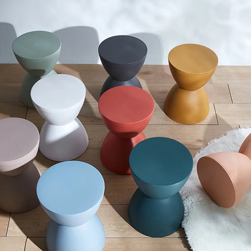 Nordic stools Plastic Creative Hourglass Small Stool Fashionable colorful stools Round Pier Side Table shoe bench - HOMELIVING