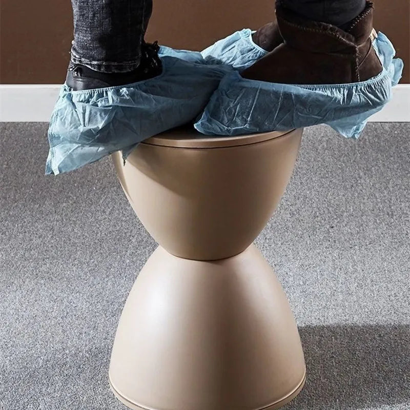 Nordic stools Plastic Creative Hourglass Small Stool Fashionable colorful stools Round Pier Side Table shoe bench - HOMELIVING