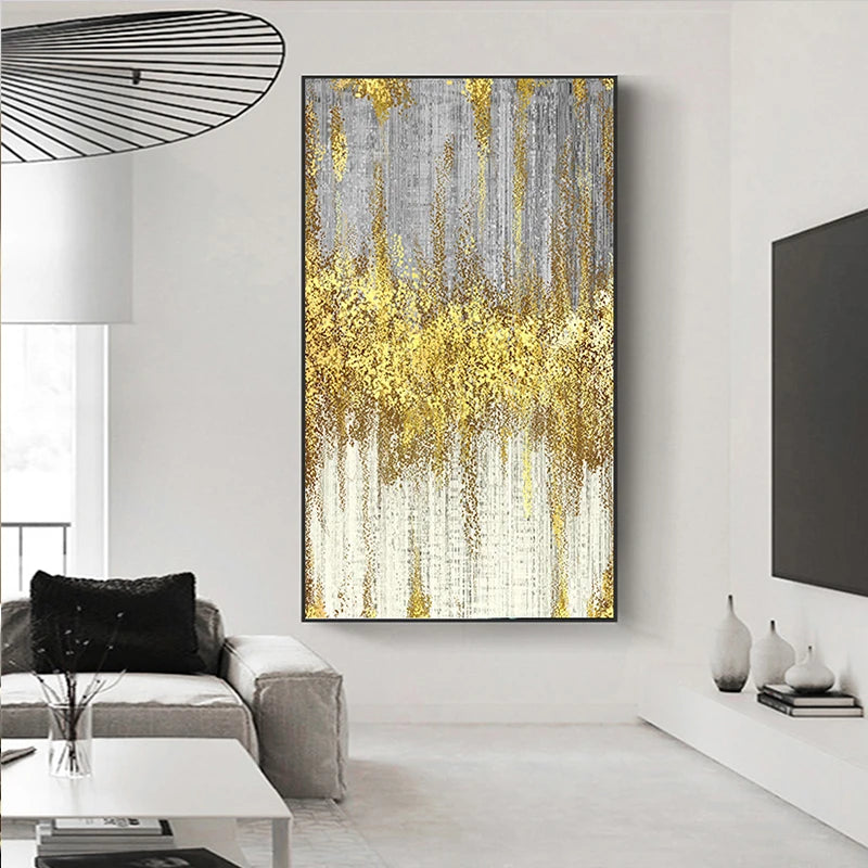 Abstract Blue Gold Painting