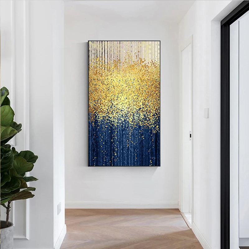 Abstract Blue Gold Painting