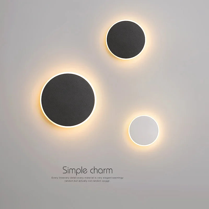Wall lamp bedroom bed light luxury living room background wall creative touch sensing circular net red decorative staircase aisl - HOMELIVING
