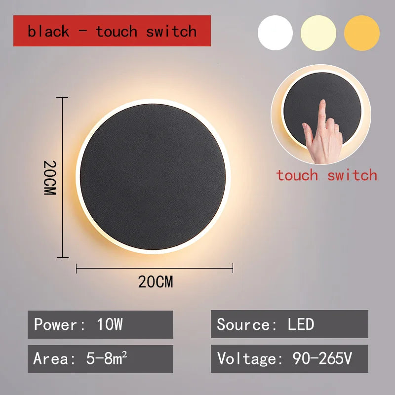 Wall lamp bedroom bed light luxury living room background wall creative touch sensing circular net red decorative staircase aisl - HOMELIVING