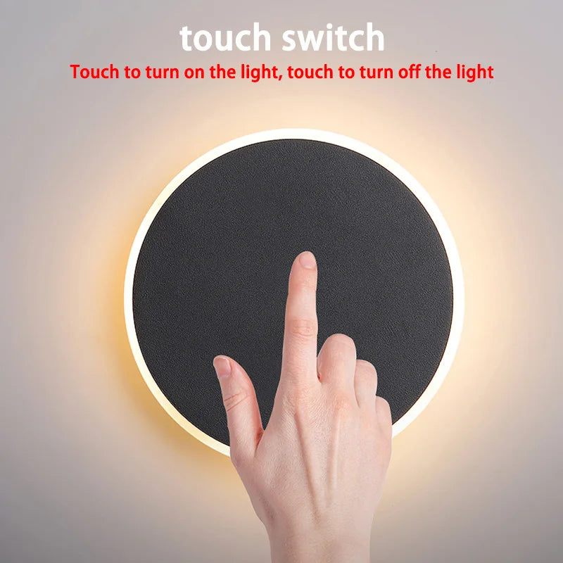 Wall lamp bedroom bed light luxury living room background wall creative touch sensing circular net red decorative staircase aisl - HOMELIVING