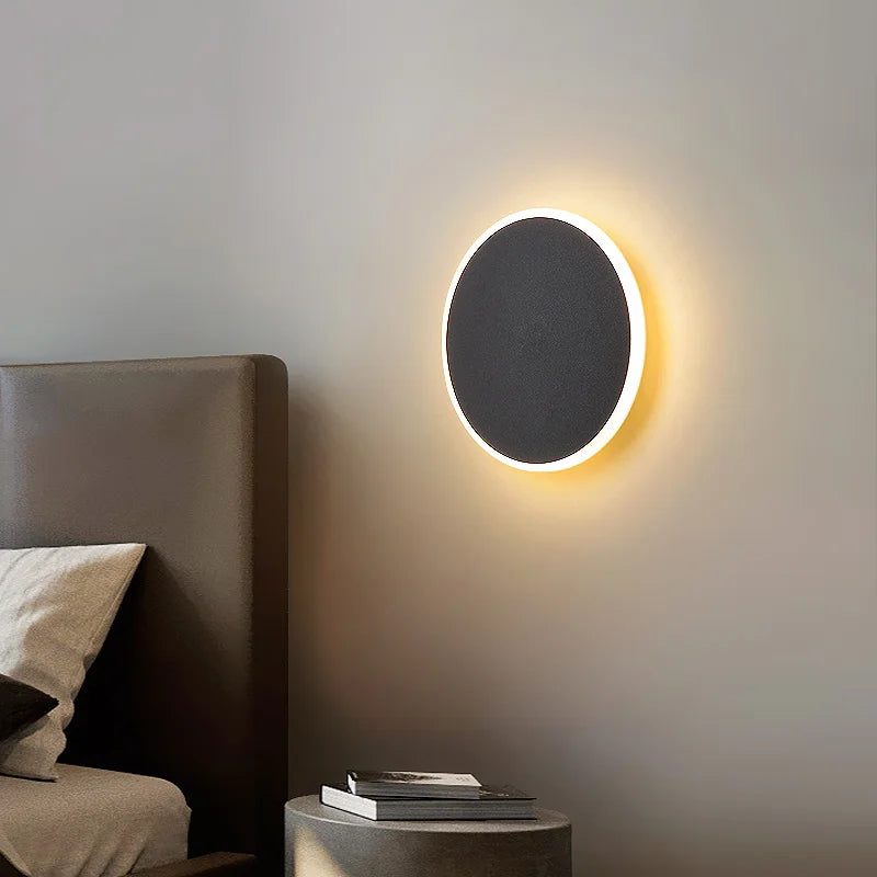 Wall lamp bedroom bed light luxury living room background wall creative touch sensing circular net red decorative staircase aisl - HOMELIVING