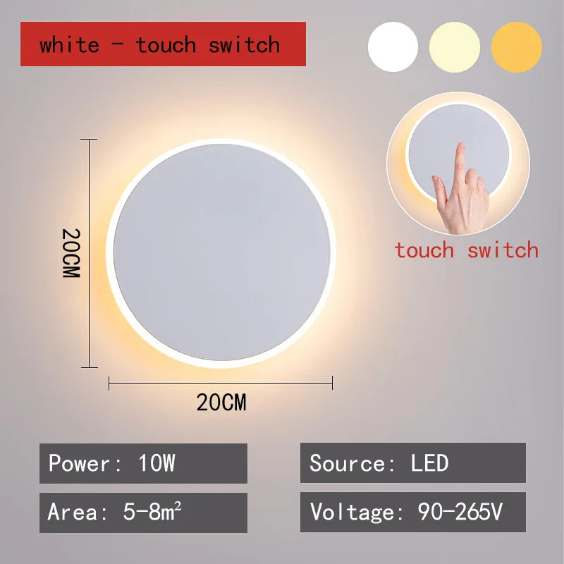 Wall lamp bedroom bed light luxury living room background wall creative touch sensing circular net red decorative staircase aisl - HOMELIVING