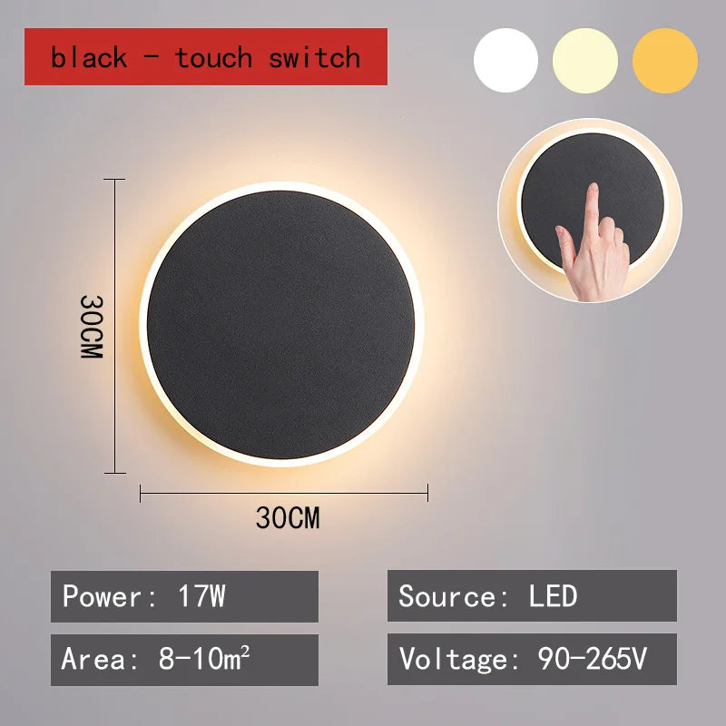 Wall lamp bedroom bed light luxury living room background wall creative touch sensing circular net red decorative staircase aisl - HOMELIVING