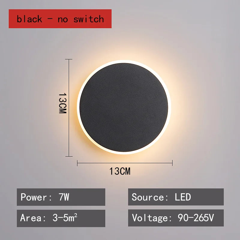 Wall lamp bedroom bed light luxury living room background wall creative touch sensing circular net red decorative staircase aisl - HOMELIVING