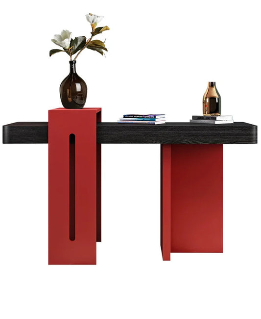 Italian Minimalist Black Oak Console Table