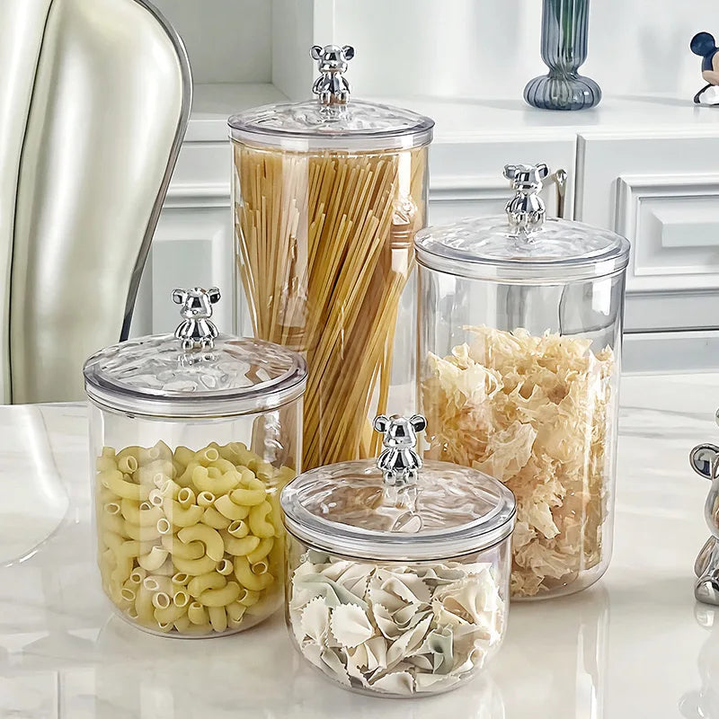 Airtight Food Storage Container With Lid Plastic Sealed Storage Jar Pantry Organizer Tea Can Candy Storage Box Kitchen Organizer - HOMELIVING