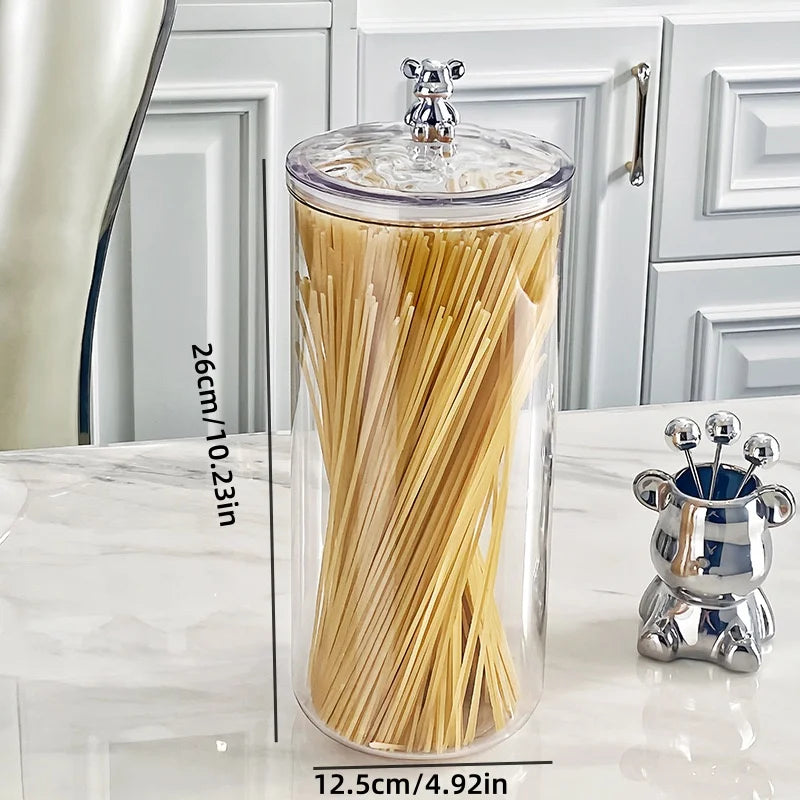 Airtight Food Storage Container With Lid Plastic Sealed Storage Jar Pantry Organizer Tea Can Candy Storage Box Kitchen Organizer - HOMELIVING