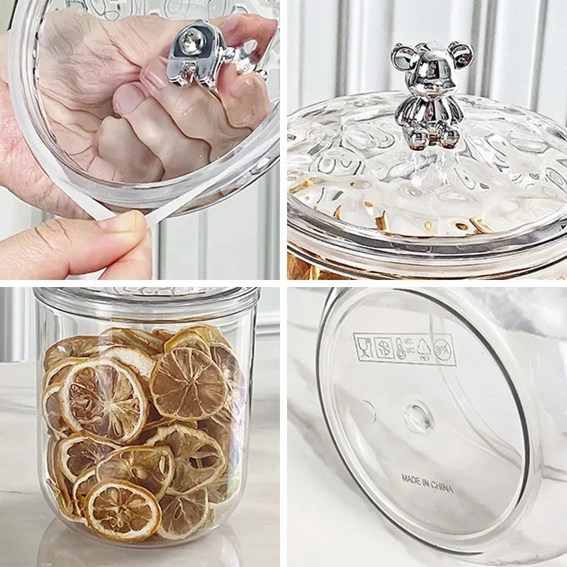 Airtight Food Storage Container With Lid Plastic Sealed Storage Jar Pantry Organizer Tea Can Candy Storage Box Kitchen Organizer - HOMELIVING