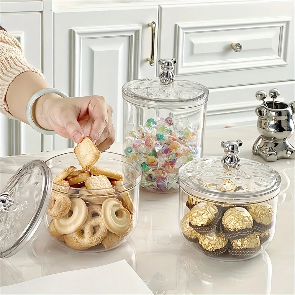 Airtight Food Storage Container With Lid Plastic Sealed Storage Jar Pantry Organizer Tea Can Candy Storage Box Kitchen Organizer - HOMELIVING