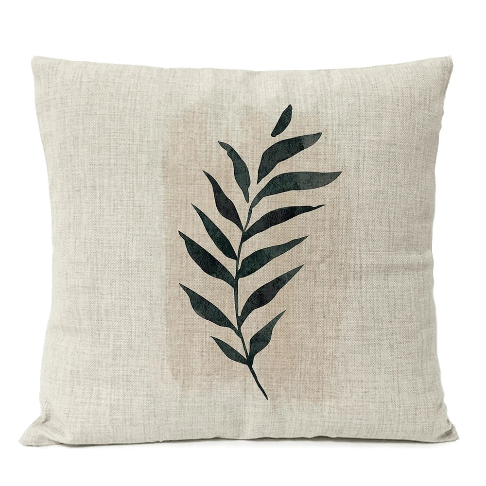 Nordic Boho Geometric Pillow Cover - Monstera Leaf Design