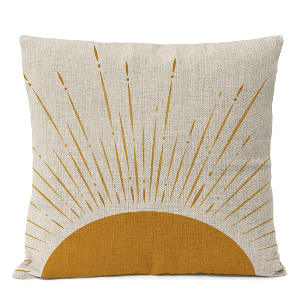 Nordic Boho Geometric Pillow Cover - Monstera Leaf Design