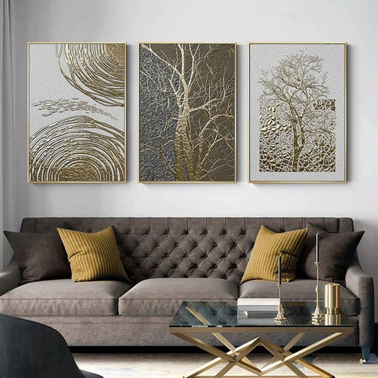 Abstract Tree Diamond Painting Wall Art Picture Classical Golden Diamond Mosaic Embroidery for Vintage Home Living Room Decor - HOMELIVING