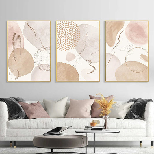 Bohemian Abstract Geometry Beige Poster Oil Painting Wall Art Print Modern Bedroom Living Room Indoor Home Decoration Picture - HOMELIVING
