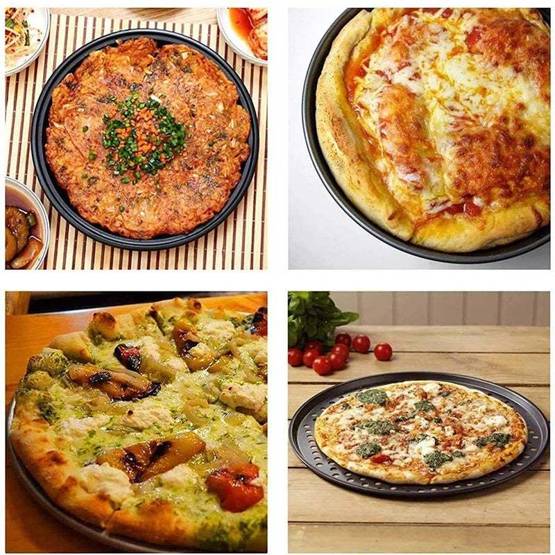 Nonstick Carbon Steel Pizza Crisper Tray - Round Deep Dish Pan
