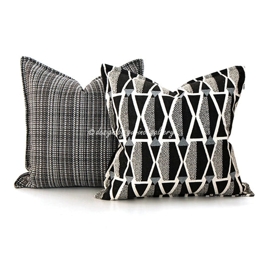 Modern Minimalist Jacquard Cushion Cover - Black, White, Gray