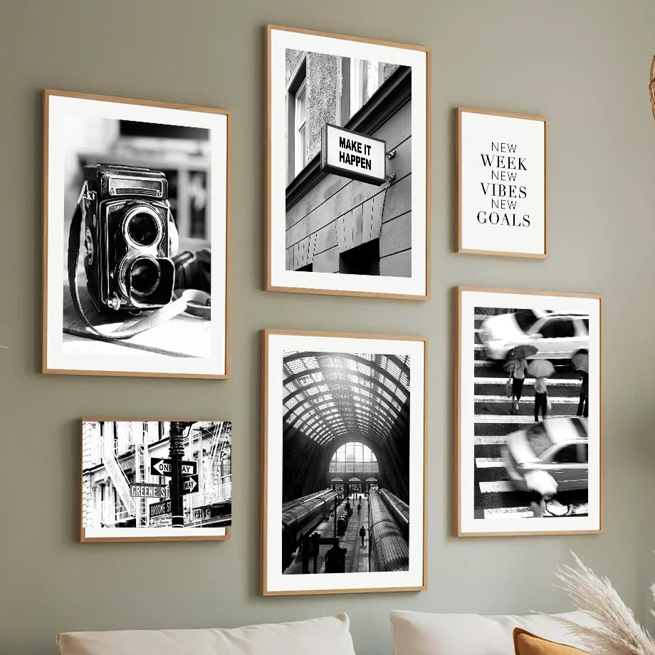 Black White Retro Camera Gramophone Phone Wall Art PaintingCanvas  Nordic Posters And Prints Wall Pictures For Living Room Decor - HOMELIVING