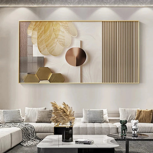 Luxury Modern Minimalist Abstract Gold Poster Prints Nordic Decor Wall Art Canvas Painting Wall Pictures for Living Room Decor - HOMELIVING