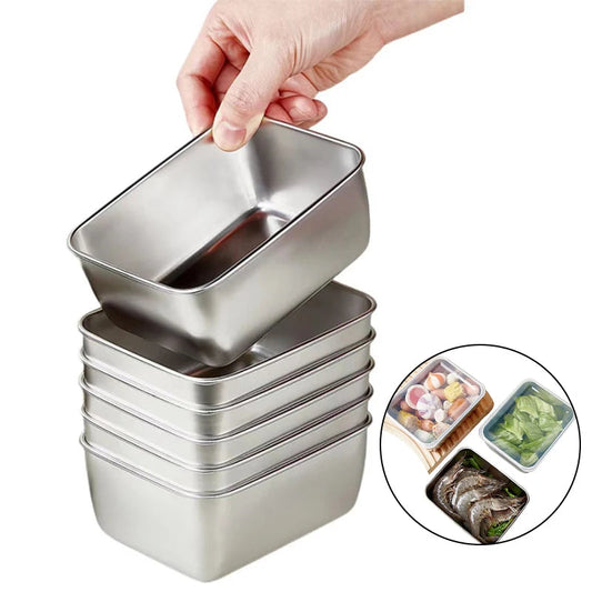 Stainless Steel Fresh Keeping Box Food Storage Case Kitchen Storage Rectangular With Lid Sealing Boxs Outdoor Picnic Camping Jar - HOMELIVING