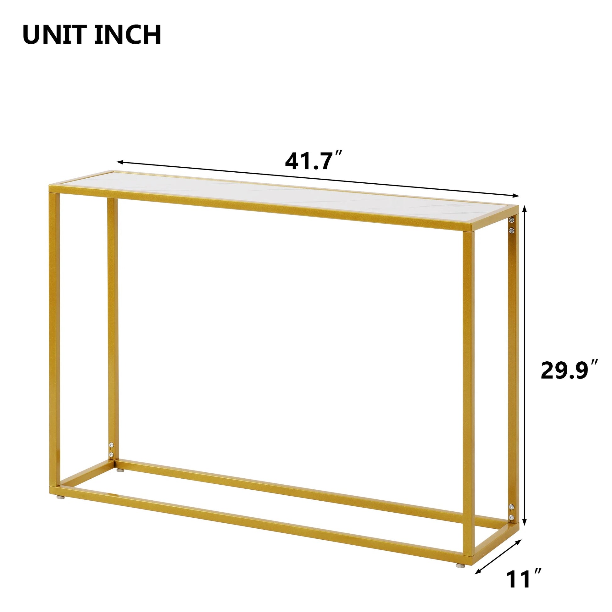 Sofa Side Table Minilalist Porch Console Table Marble Panel Metal Legs Rectangle 106x28x76CM White/Black[US-Stock] - HOMELIVING