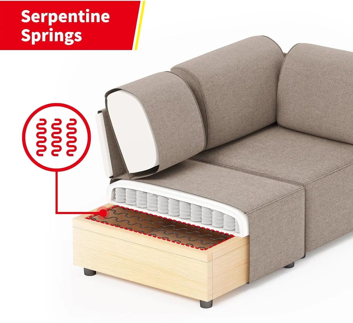 Modular Sectional Sofa with Chaise, Convertible Oversize Couch with Reversible Ottoman, Linen Free Combination Sleeper Sofa - HOMELIVING