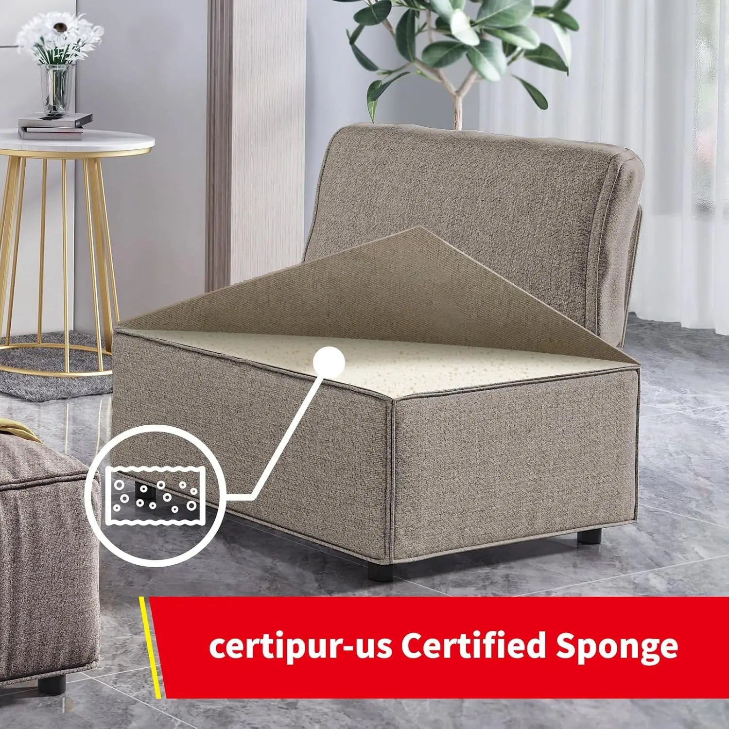 Modular Sectional Sofa with Chaise, Convertible Oversize Couch with Reversible Ottoman, Linen Free Combination Sleeper Sofa - HOMELIVING