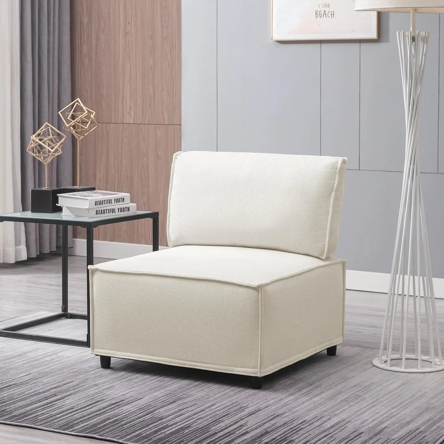 Modular Sectional Sofa with Chaise, Convertible Oversize Couch with Reversible Ottoman, Linen Free Combination Sleeper Sofa - HOMELIVING