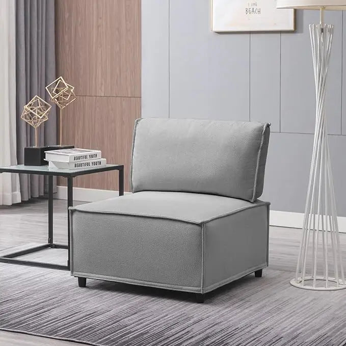 Modular Sectional Sofa with Chaise, Convertible Oversize Couch with Reversible Ottoman, Linen Free Combination Sleeper Sofa - HOMELIVING