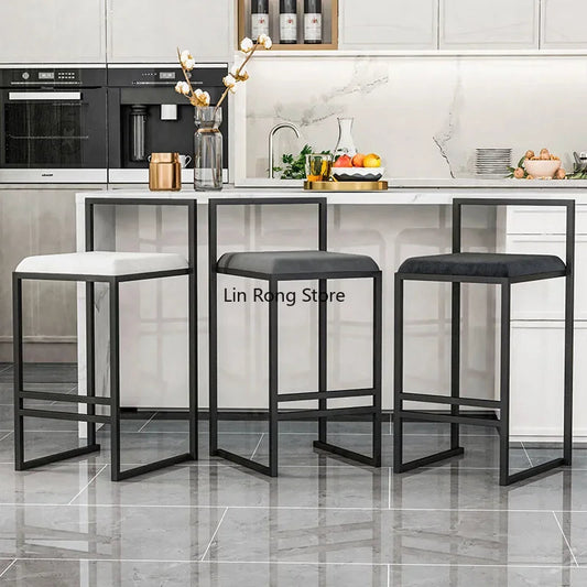 Nordic Designer Bar Chair Modern Bar Stool Industrial Style Barstool Nordic Backrest Banquet Kitchen Silla De Bar Furniture HY - HOMELIVING