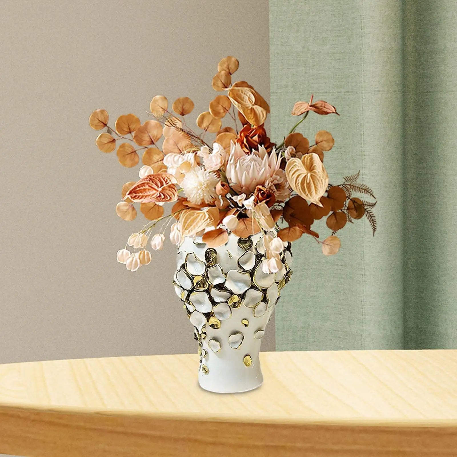 Porcelain Ginger Jar Ceramic Flower Vase Vintage Modern Tabletop Ornament for Entrance Office Party Living Room Home Decoration - HOMELIVING