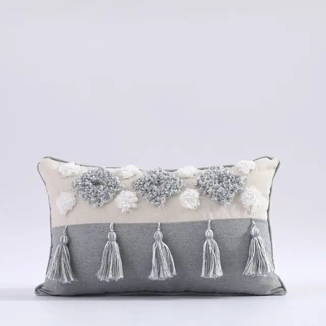 Tufted Boho Cushion Cover with Tassels - 45x45cm