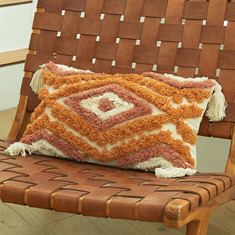 Tufted Boho Cushion Cover with Tassels - 45x45cm