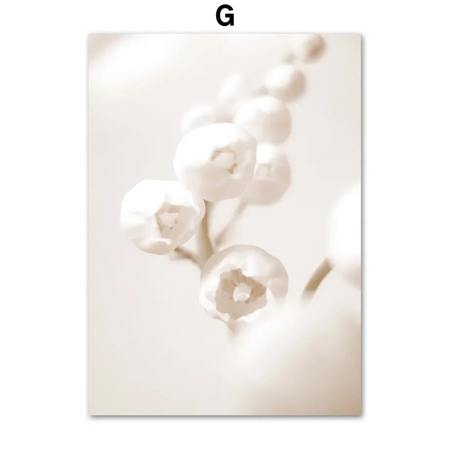 Beige Reed Peony Orchid Rose Boho Wall Art Canvas Painting Minimalist Posters And Prints Wall Picture For Living Room Home Decor - HOMELIVING