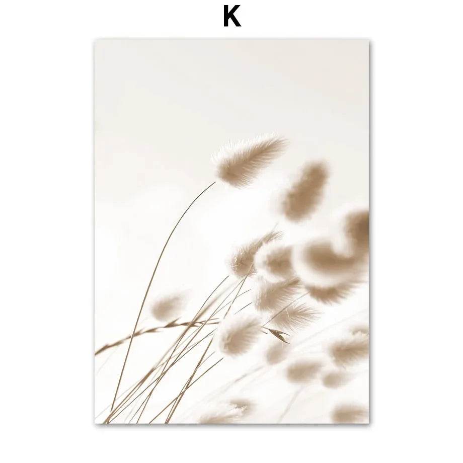 Beige Reed Peony Orchid Rose Boho Wall Art Canvas Painting Minimalist Posters And Prints Wall Picture For Living Room Home Decor - HOMELIVING
