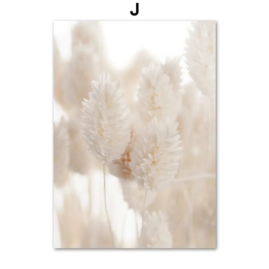 Beige Reed Peony Orchid Rose Boho Wall Art Canvas Painting Minimalist Posters And Prints Wall Picture For Living Room Home Decor - HOMELIVING