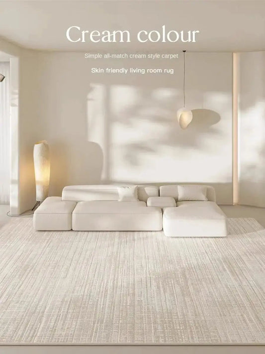 Cream Wind Faux Cashmere Washed Back Floor Carpet Waterproof Anti-slip Home Mats Living Room Large Bedroom Rugs - HOMELIVING