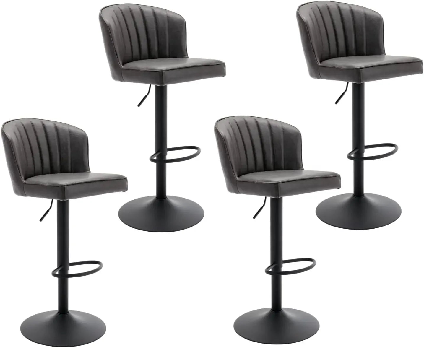 Counter Height Bar Stools Set of 2 Modern Bars Chairs with Back Leather Upholstered Bar stools Comfortable Island Chair - HOMELIVING